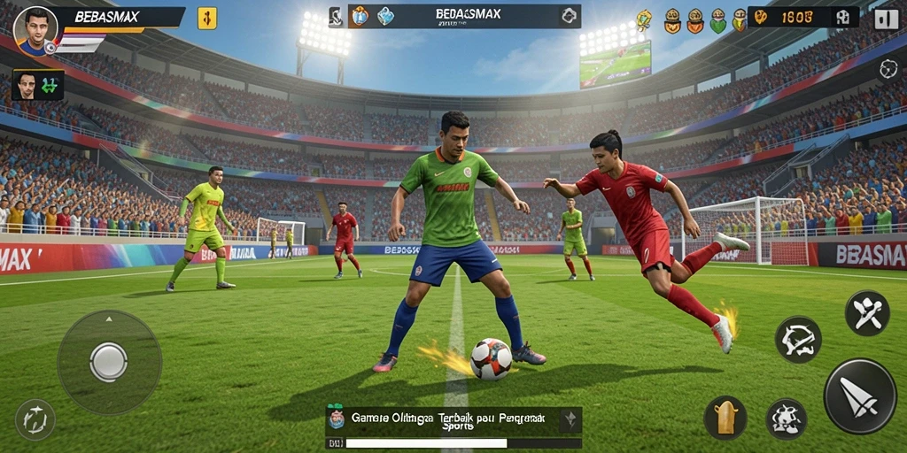 Tampilan gameplay seru di BEBASMAX yang menawarkan pengalaman olahraga nyata.