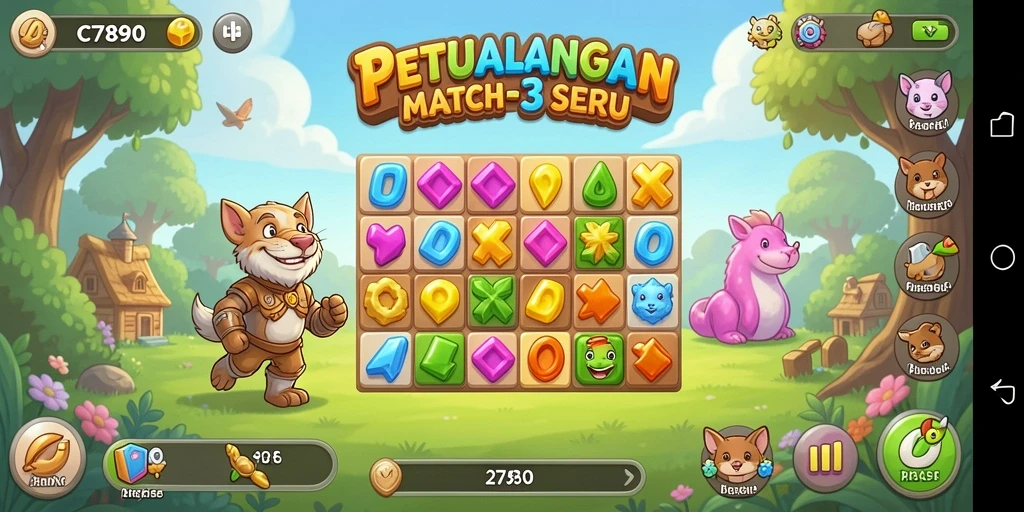 Screenshot gameplay Match-3 yang menarik dari C7890.