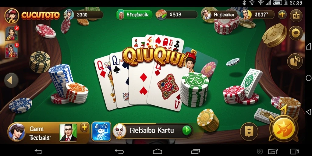 Gameplay seru dalam CUCUTOTO dengan kartu QiuQiu yang menarik.