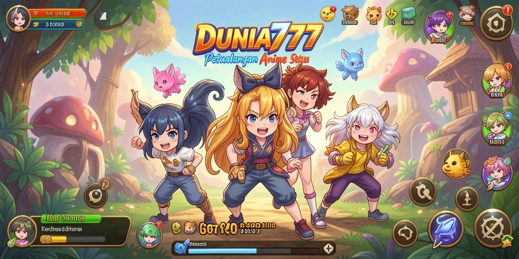 Tampilan gameplay DUNIA777 dengan karakter Anime yang keren.