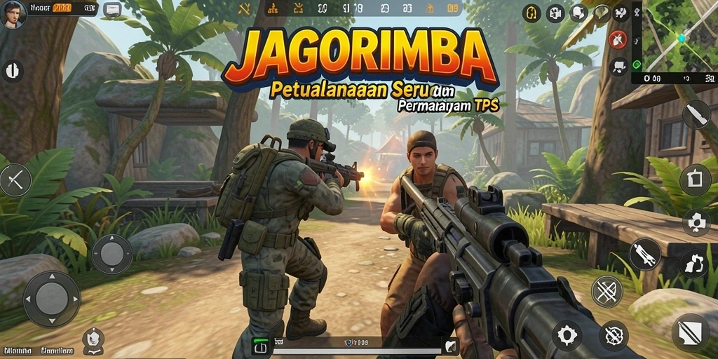 Screenshot utama JAGORIMBA menampilkan aksi intens gameplay TPS.
