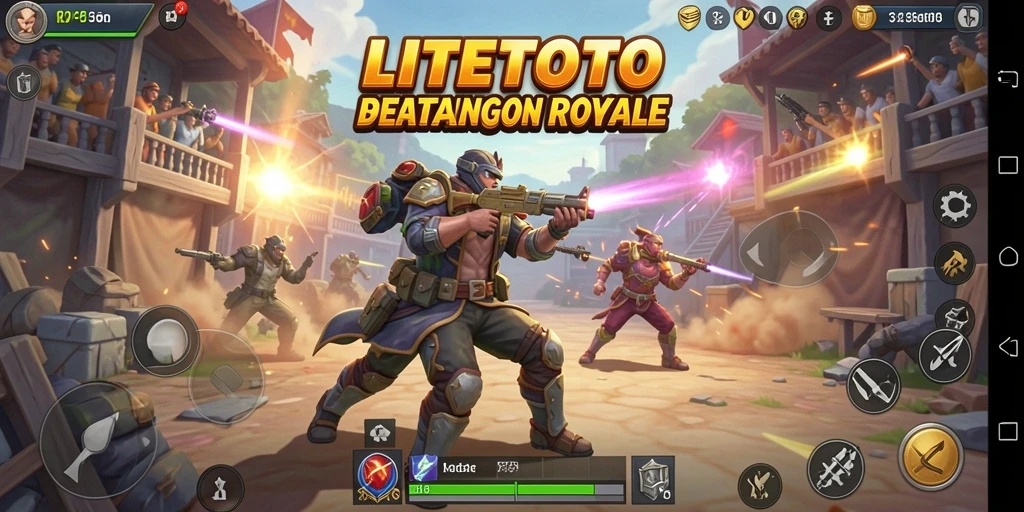 Tangkapan layar utama LITETOTO menampilkan aksi intens dalam pertarungan Battle Royale.