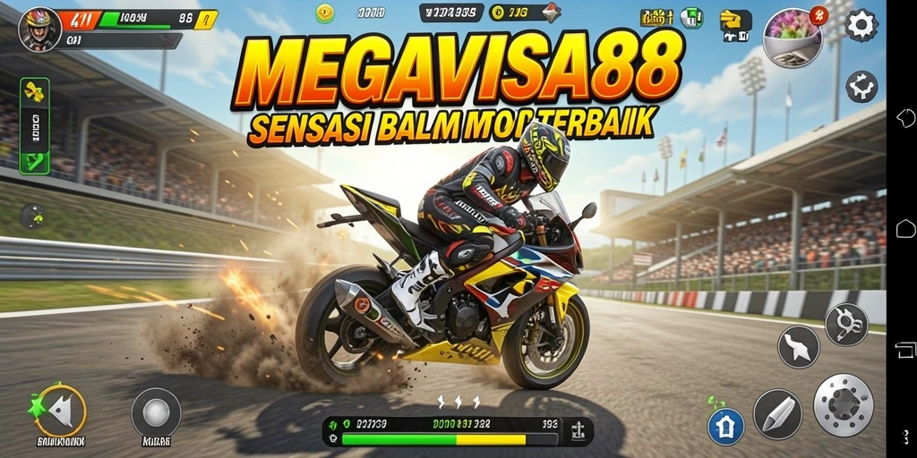 Gameplay menarik dari MEGAVISA88 dengan aksi balap motor yang seru.