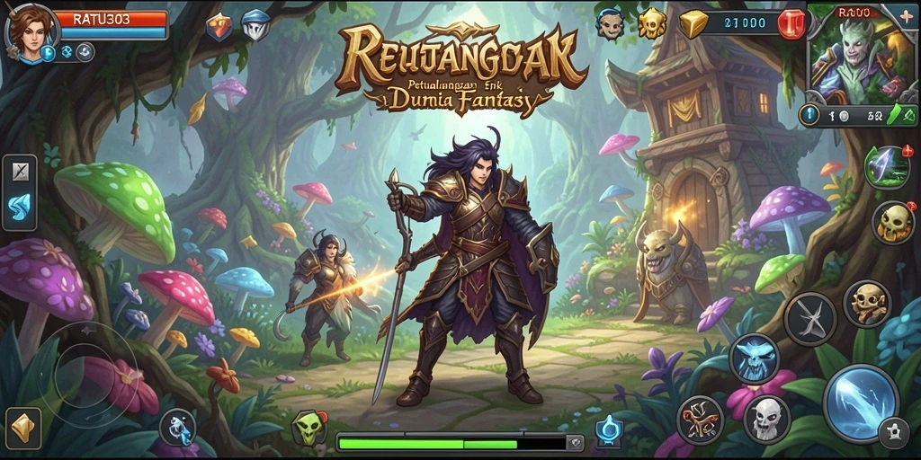 Tampilan gameplay menampilkan karakter beraksi dalam dunia fantasi yang menakjubkan.